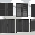 Black Slatted Double Doors In Various Exterior Designs With Green Trees Background