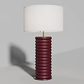 Modern Table Lamp With White Lampshade And Burgundy Spiral Textured Base