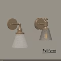 Elegant Poliform Brass Wall Sconces With Textured Glass Shades For Interior