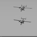 Two White Light Aircraft One Flying and One on Ground 3d model
