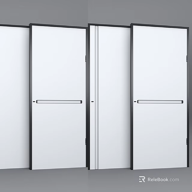 Modern Hinged Door Design For Home Interior With Black Frame And White Panel 3d model 