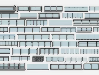 Glass Railing Balcony Railing Balcony Railing Balcony Railing Fence Railing Fence Stair Railing Wood 3d model