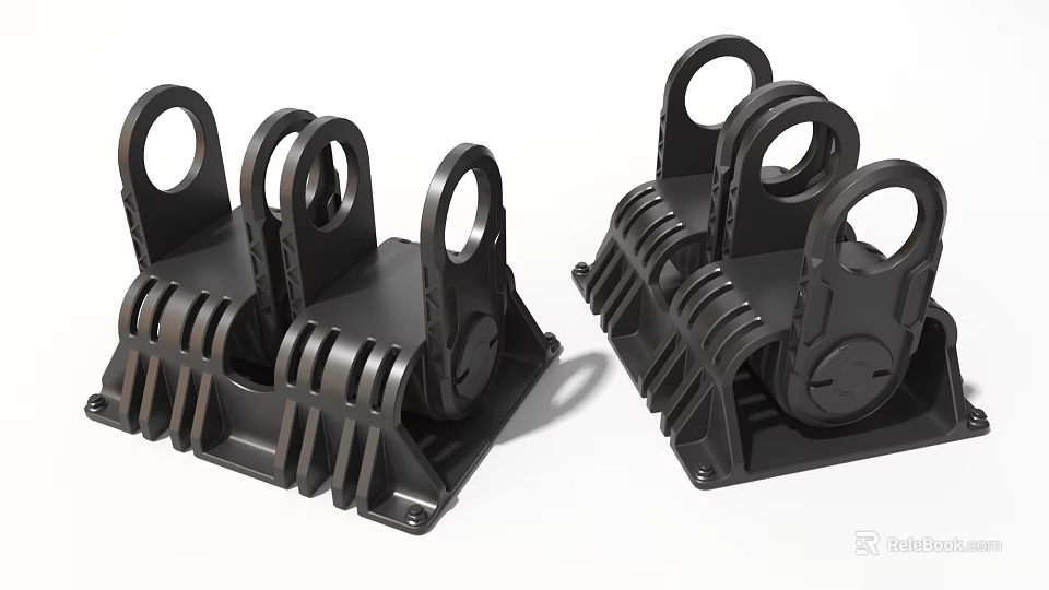 Black Industrial Equipment Mechanical Components With Loop Design And Sturdy Structure 3d model 