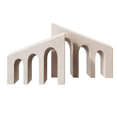 Minimalist Beige Art Installation With Concrete Geometric Shapes And Arched Cutouts 3d model