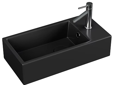 Sleek Black Rectangular Washbasin With Modern Silver Faucet Design 3d model