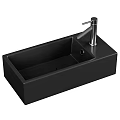 Sleek Black Rectangular Washbasin With Modern Silver Faucet Design