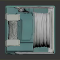 Functional Desk With Transparent Acrylic Panel Teal Metal Frame And Rotating Storage Compartment