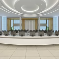 Modern Spacious Control Room With Multiple Computers Large Screen And Arranged Chairs 3d model