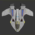 Futuristic Spaceship Model With Sleek Wings Cockpit Windows And Colored Stripes 3d model