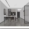 Modern Minimalist Living And Dining Room Interior Design With Cozy Sofas And Panoramic Window
