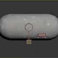 Silver Cylindrical Metal Storage Tank With HAMMER Label Connected Pipe And Stands
