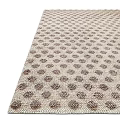Light Beige Square Rug With Neatly Arranged Dark Brown Circular Patterns For Modern Living Space