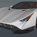 Silver Convertible Sports Car With Modern Aerodynamic Body Black Wheels And Red Seats