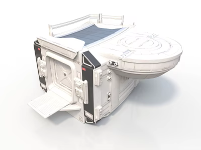 Futuristic Space Cabin Module With Platform Hatch And Control Panels 3d model