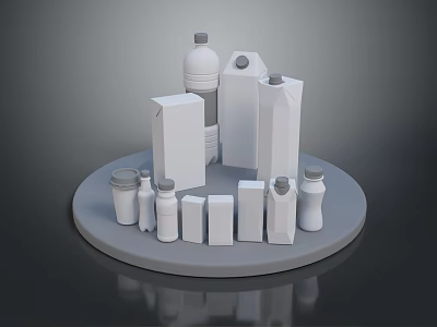 Assorted Daily Life Product Containers Including Bottles Cartons Jars And Boxes 3d model