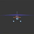 Small Scale Blue and White Model Airplane With SP RWD on Wings Propeller and Wheels