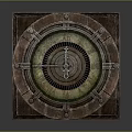 Vintage Mechanical Equipment With Square Wooden Frame Circular Metal Gear Design And Pointer
