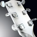 Silver Acoustic Guitar With Wooden Body Black Bridge And Steel Strings