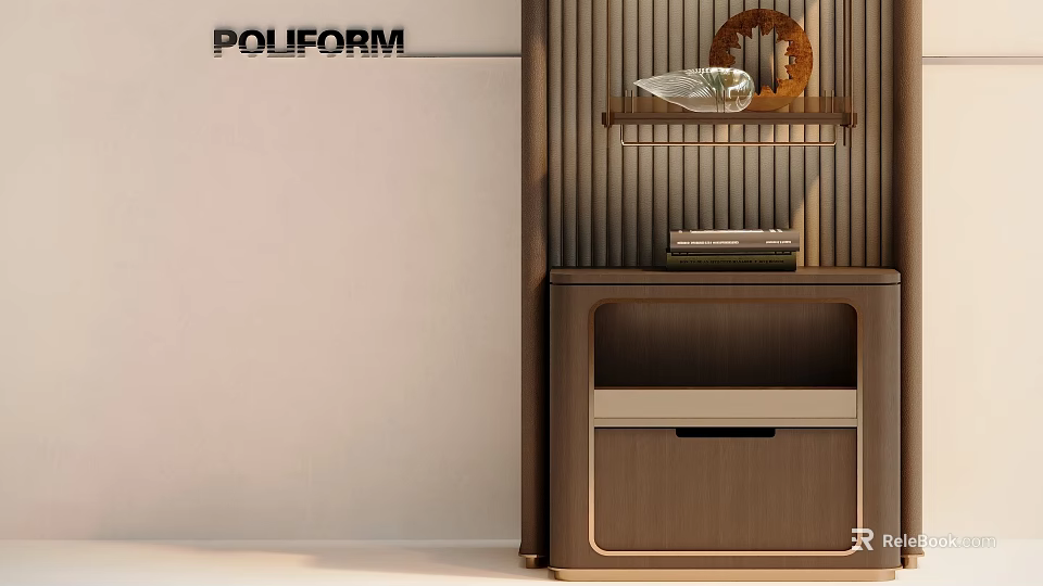 Modern Wooden Wine Cabinet Design With Decorative Shelf And Storage Drawer 3d model 