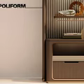 Modern Wooden Wine Cabinet Design With Decorative Shelf And Storage Drawer
