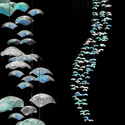 Simple Chandelier Decorative Chandelier Hall Hotel Chandelier Petal Chandelier Blue Chandelier Living Room Chandelier 3d model