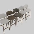 Modern Bar Stools With Wooden Frame And Upholstered Light Colored Seats