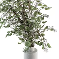 Modern Floral Arrangement with Green Leaves and White Flowers in Ceramic Vase Decor