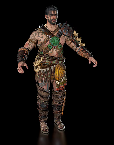 Realistic Tribal Warrior Modern Realistic European Medieval Tribal Warrior Man Ancient Barbarians 3d model
