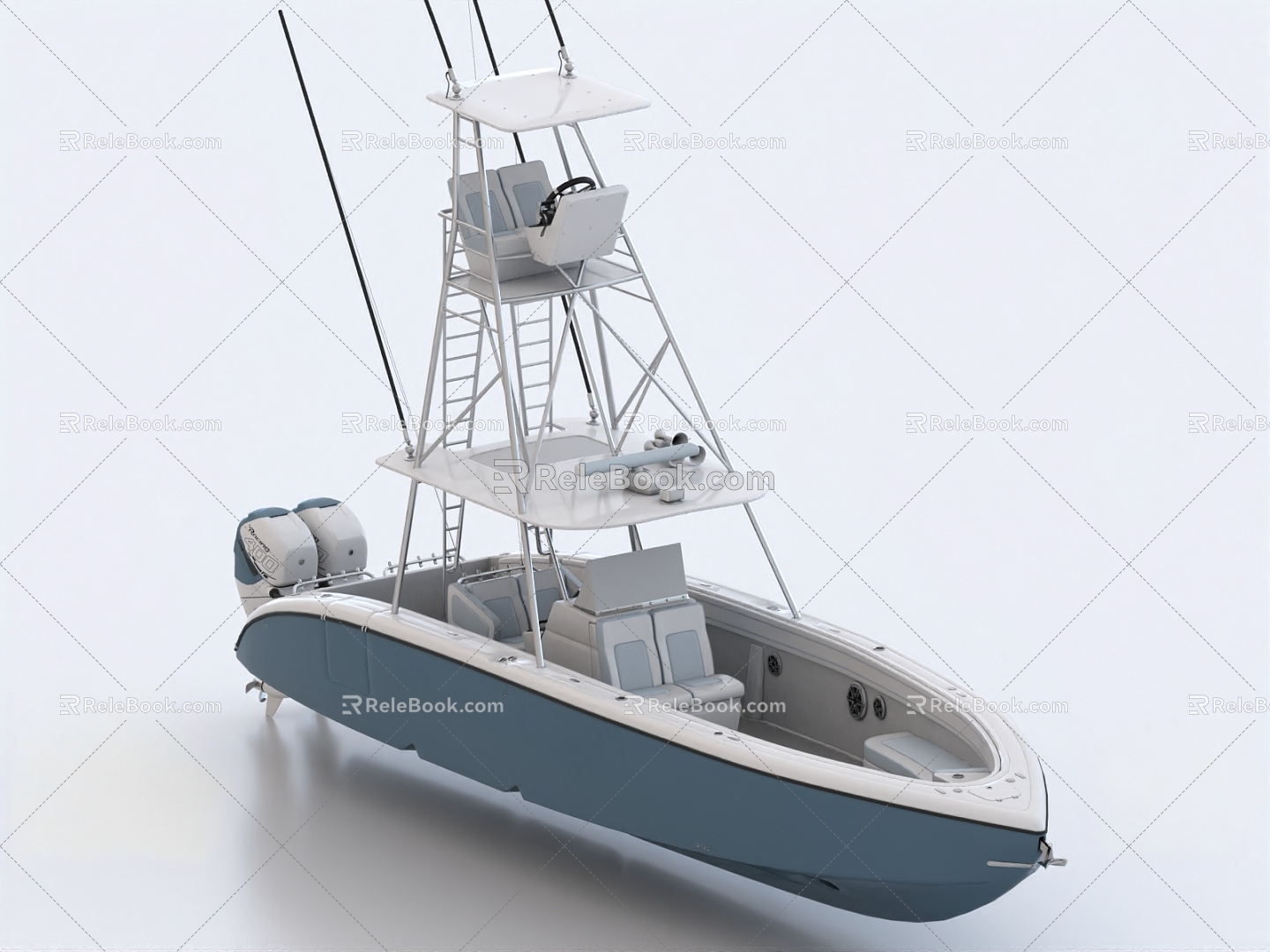 fishing boat yacht speedboat motor boat 3d model