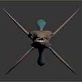 Fantasy Aquatic Creature With Pink Blue Fins Green Eyes And Sharp Teeth