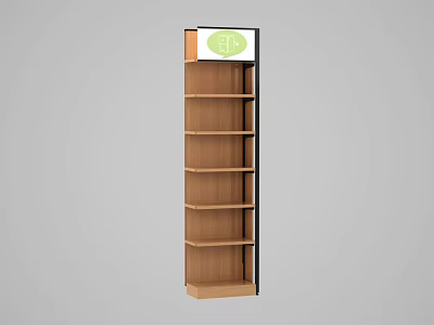 Modern Wooden Storage Shelf with Multiple Shelves and Black Frame for Home Organization 3d model