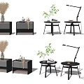 Stylish Modern Bedside Tables With Decorative Plants And Table Lamp