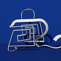 White Abstract Geometric Structure Design With Curved Elements On Blue Background