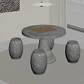 New Chinese Style Stone Table Stone Bench Chess Go Chess 3d model