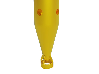 Yellow Conical Object With Orange Holes And Base Stand Structure 3d model