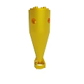 Yellow Conical Object With Orange Holes And Base Stand Structure