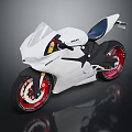 Stylish White Motorcycle with Red Wheels Black Seat and Modern Sleek Design