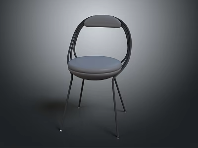 Modern Minimalist Chair With Round Backrest And Upholstered Seat Metal Legs Design 3d model