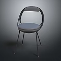 Modern Minimalist Chair With Round Backrest And Upholstered Seat Metal Legs Design