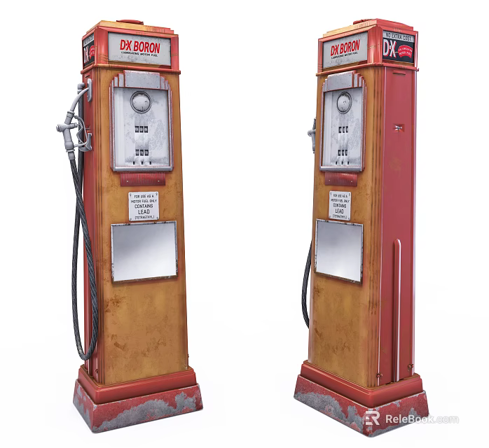 Vintage Union Gas Pumps As Classic Public Facility With Red And Yellow Design 3d model 