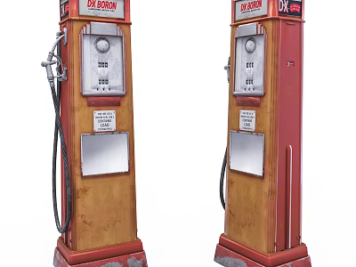 Vintage Union Gas Pumps As Classic Public Facility With Red And Yellow Design 3d model