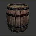 Reddish Brown Wooden Storage Barrel With Metal Hoops And Natural Wood Grain