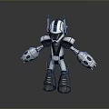 Game Movie Character Black And White Mechanical Robot With Antennae And Mechanical Arms
