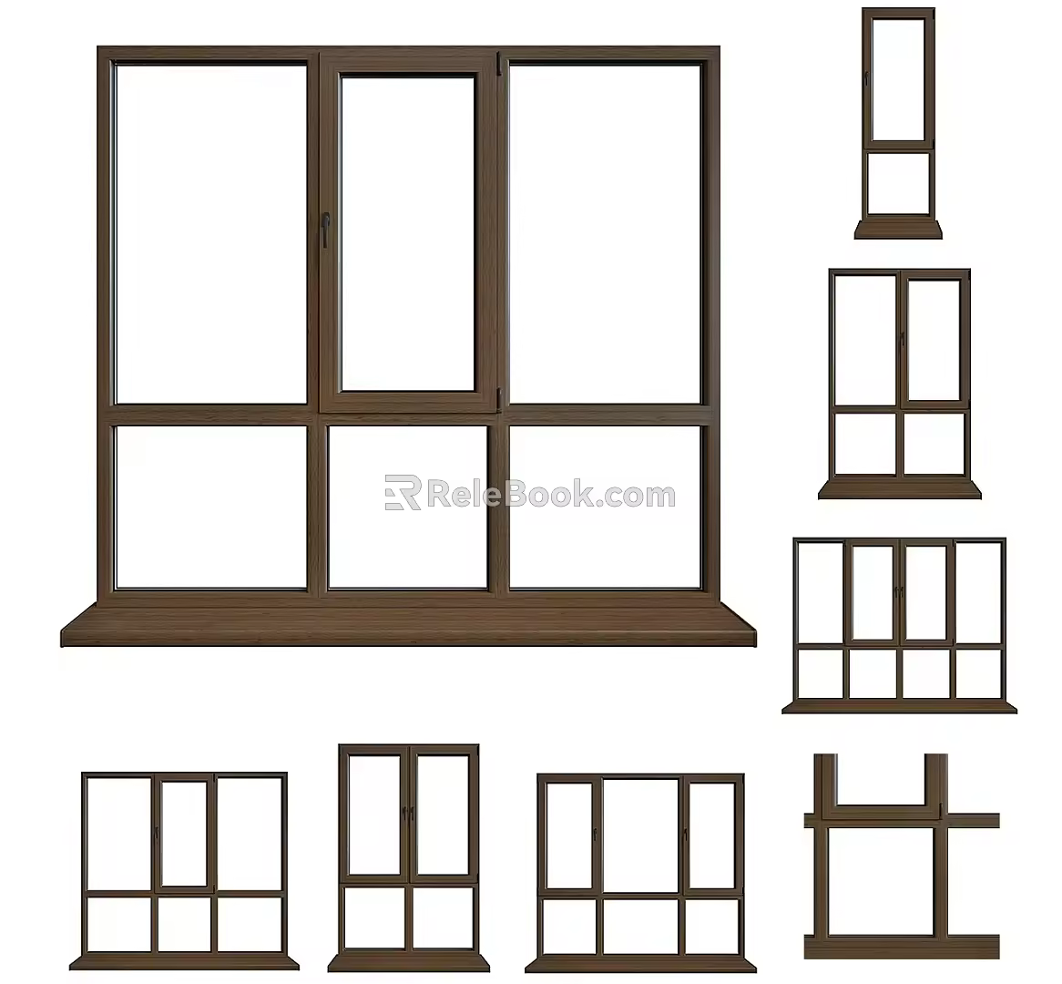 Chinese-style window combination casement window floor-to-ceiling window bathroom window bedroom window 3d model