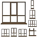 Chinese-style window combination casement window floor-to-ceiling window bathroom window bedroom window 3d model