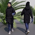 Winter clothes primary school students boys children little boys little children human figures 3d model