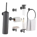 Sleek Modern Bathroom Accessories With Toothbrush Holder Towel Ring Toilet Paper Holder And Soap Dish