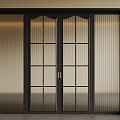 Modern Double Doors Interior Design With Black Frame Grid Glass And Ribbed Sides