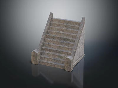 Modern Stone Staircase With Textured Steps And Side Support Structures 3d model