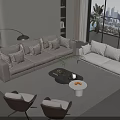 Modern Living Room Sofa Coffee Table Set With Plush Pillows And Area Rug